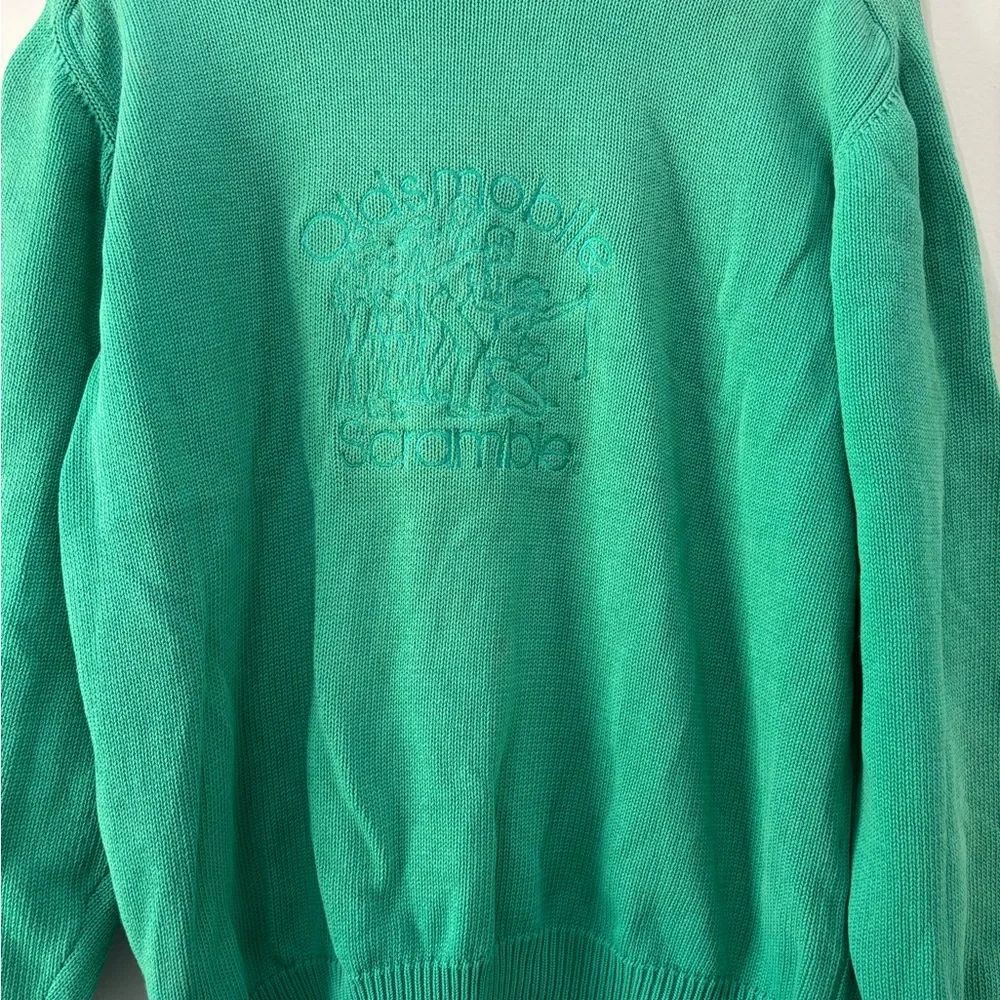 VTG LAMODE ACTIVE SPORTSWEAR Oldsmobile Scramble‎ Sweater 80s 90s Green XL Rare